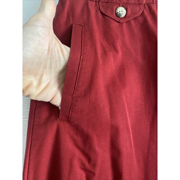 Norm Thompson Portland Oregon 10 Red Vintage Midi Skirt Academia Poplin Button - Picture 3 of 5